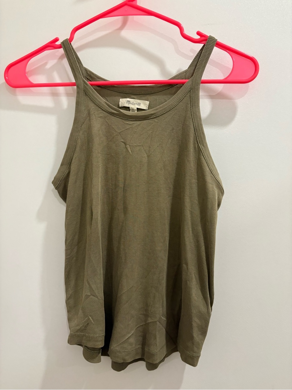 Madewell Olive Ribbed Tank Top - Women's Sleeveless Scoop Neck